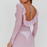 Sea Dreaming Ruffle Trim Mini Dress Lilac