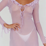 Sea Dreaming Ruffle Trim Mini Dress Lilac