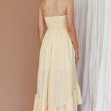 Sunday Mornings Ruched Bust Midi Dress Lemon