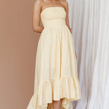 Sunday Mornings Ruched Bust Midi Dress Lemon
