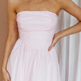 Sunday Mornings Ruched Bust Midi Dress Pink
