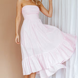 Sunday Mornings Ruched Bust Midi Dress Pink