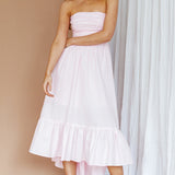 Sunday Mornings Ruched Bust Midi Dress Pink