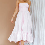 Sunday Mornings Ruched Bust Midi Dress Pink
