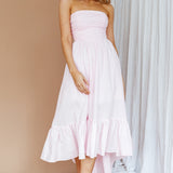 Sunday Mornings Ruched Bust Midi Dress Pink