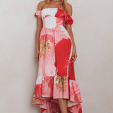 Sunday Mornings Ruched Bust Maxi Dress Floral Blush