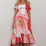 Sunday Mornings Ruched Bust Maxi Dress Floral Blush