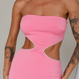 Bridget Cut-Out Midi Dress Barbie Pink