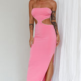 Bridget Cut-Out Midi Dress Barbie Pink