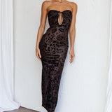 Sing To Me Keyhole Bodice Midi Dress Black