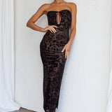 Sing To Me Keyhole Bodice Midi Dress Black