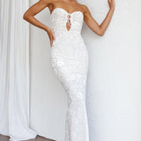 Sing To Me Keyhole Bodice Midi Dress White