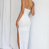 Sing To Me Keyhole Bodice Midi Dress White