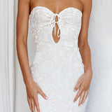Sing To Me Keyhole Bodice Midi Dress White