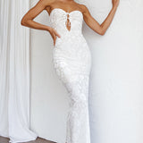 Sing To Me Keyhole Bodice Midi Dress White