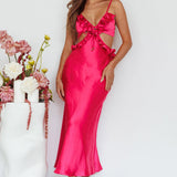 Stole My Heart Frill Trim Maxi Dress Hot Pink