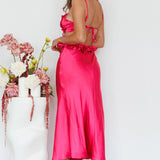 Stole My Heart Frill Trim Maxi Dress Hot Pink