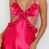 Stole My Heart Frill Trim Maxi Dress Hot Pink