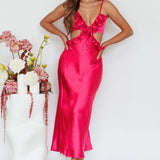 Stole My Heart Frill Trim Maxi Dress Hot Pink