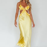 Stole My Heart Frill Trim Maxi Dress Yellow