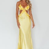 Stole My Heart Frill Trim Maxi Dress Yellow