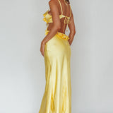 Stole My Heart Frill Trim Maxi Dress Yellow