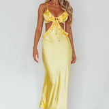 Stole My Heart Frill Trim Maxi Dress Yellow