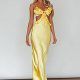 Stole My Heart Frill Trim Maxi Dress Yellow