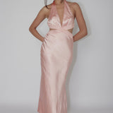 Of Your Dreams Cut-Out Halter Dress Peach