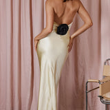 Of Your Dreams Rose Accent Halter Dress Butter