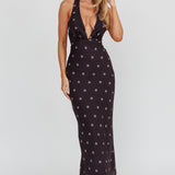 Of Your Dreams Plunging Halter Dress Black