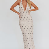 Of Your Dreams Plunging Halter Dress Oat
