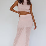 Bayside Crochet Maxi Skirt Pink