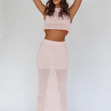 Bayside Crochet Maxi Skirt Pink