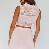 Bayside Sleeveless Crochet Top Pink