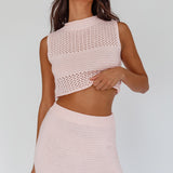 Bayside Sleeveless Crochet Top Pink