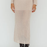 Bayside Crochet Midi Skirt Beige