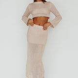 Bayside Crochet Midi Skirt Beige