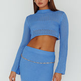 Bayside Long Sleeve Crochet Top Ocean