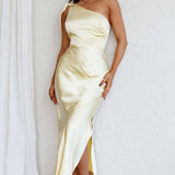Eleanora One-Shoulder Satin Dress Butter