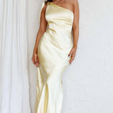 Eleanora One-Shoulder Satin Dress Butter