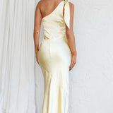 Eleanora One-Shoulder Satin Dress Butter
