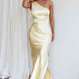Eleanora One-Shoulder Satin Dress Butter