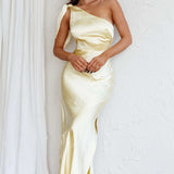 Eleanora One-Shoulder Satin Dress Butter