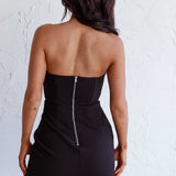 Everlasting Love Asymmetrical Hem Mini Dress Black