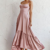Belle De Jour Flounce Hem Midi Dress Blush