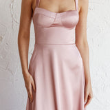 Belle De Jour Flounce Hem Midi Dress Blush