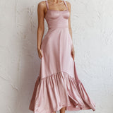 Belle De Jour Flounce Hem Midi Dress Blush