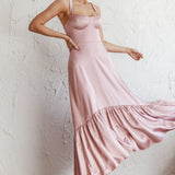 Belle De Jour Flounce Hem Midi Dress Blush