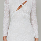 Novalie Long Sleeve Velvet Print Midi Dress White